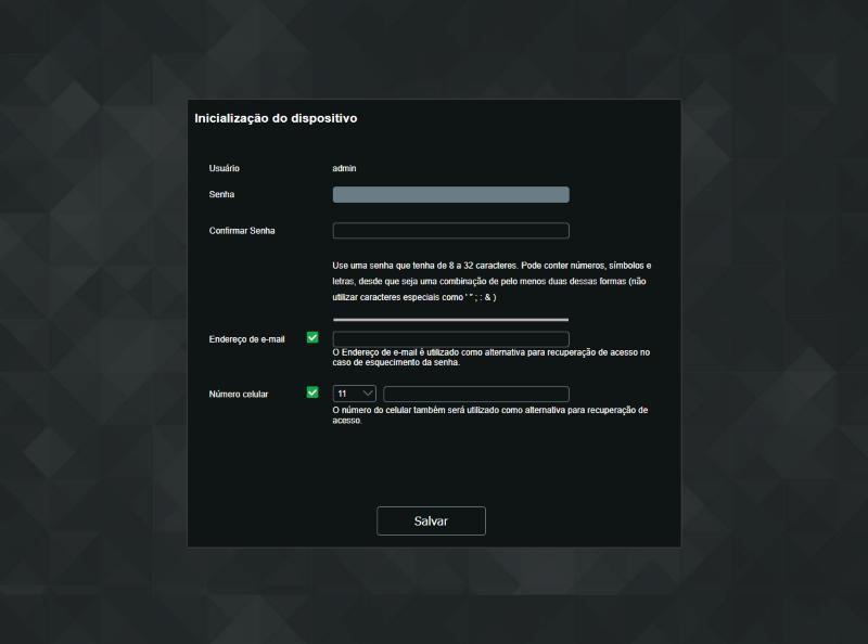 Tela Inicialização do dispositivo vazia