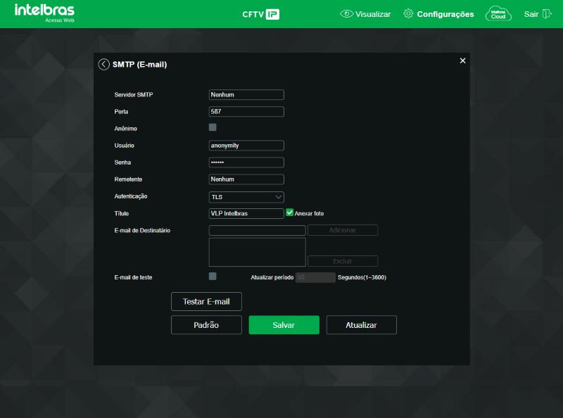 SMTP com servidor Nenhum
