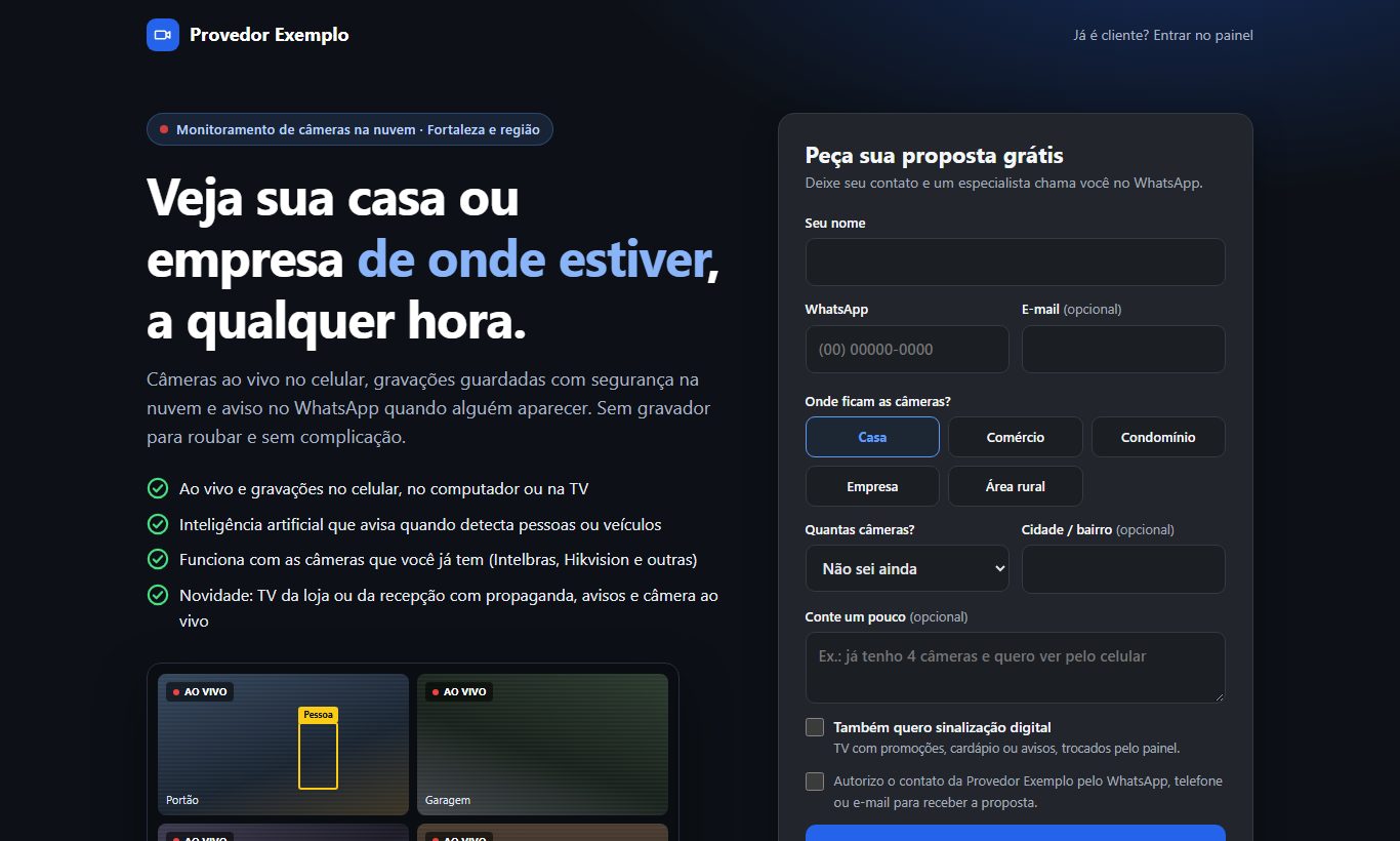 Página de captura com o formulário de proposta